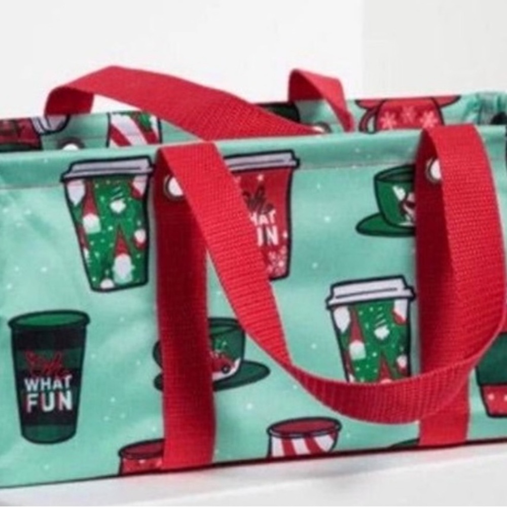 Thirty one holiday cafe tiny utility tote Starbucks holiday bag coffee lover NIP